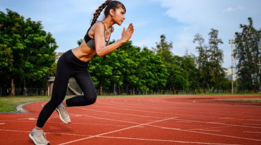 A person running on the track.