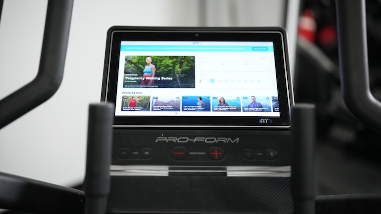 ProForm Pro HIIT H14 center console and touchscreen display.