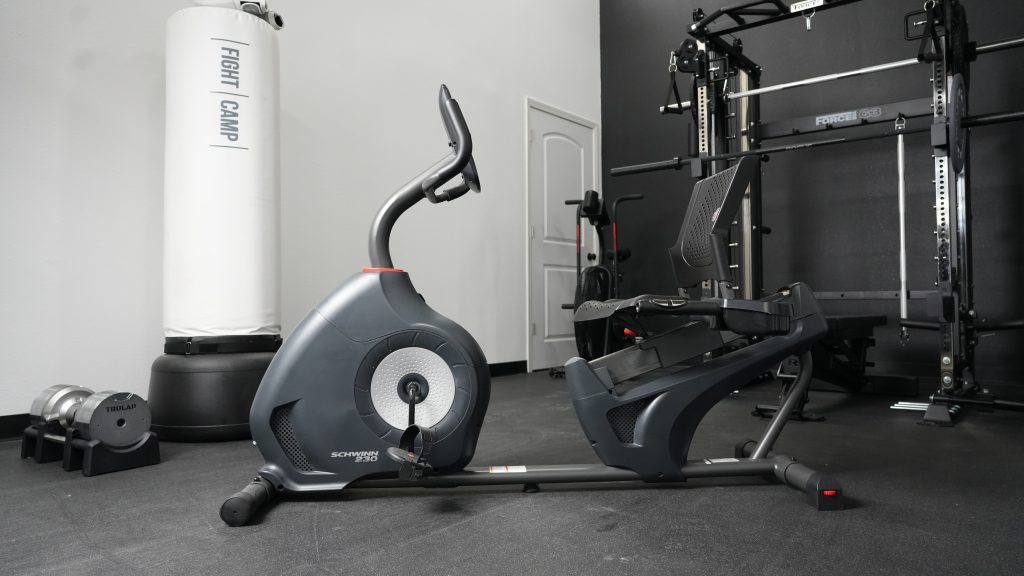 Schwinn 230 recumbent bike in BarBend testing center