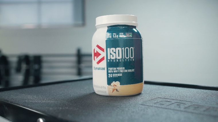 A container of the Dymatize ISO 100.