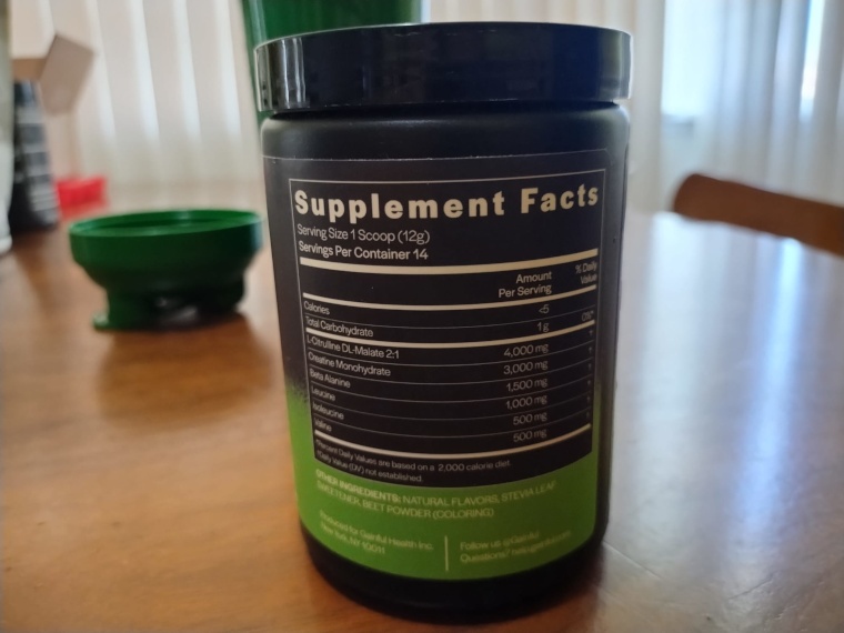 Gainful Pre Workout Supplement Facts