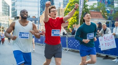 Athletes participating in a city marathon.