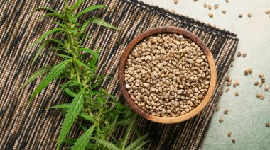 A bowl full of hemp seeds.