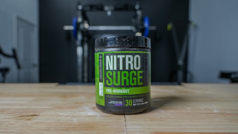 Jacked Factory Nitro Surge Pre-Workout container.