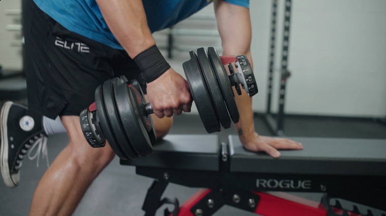 Jake Doing Dumbbell Rows with the SelectTech 552's