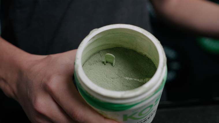 Our tester showing KOS Greens Powder