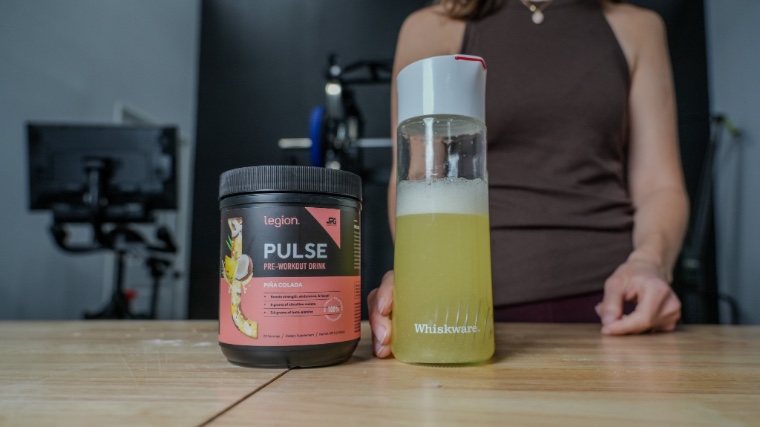 Shaker bottle with Legion Pulse pre-workout.