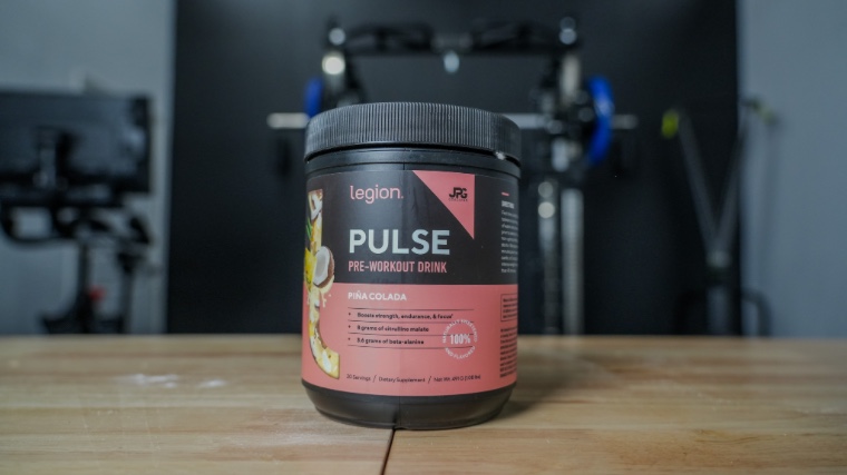 Front label on a container of Legion Pulse Pre-Workout