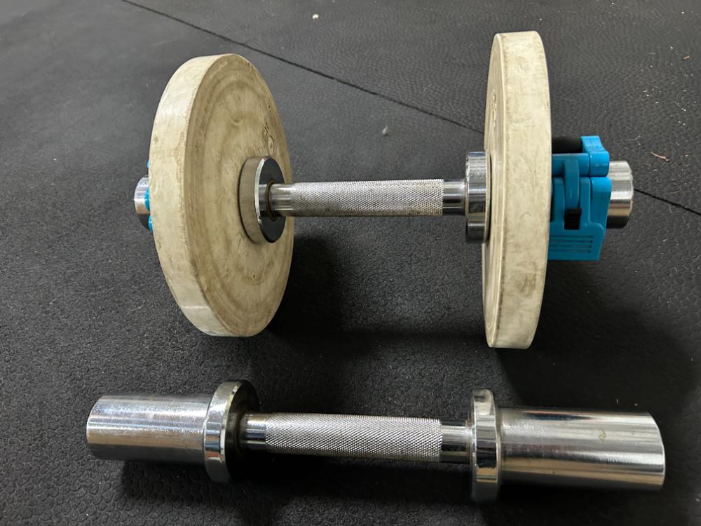 Titan loadable dumbbell handles loaded and unloaded