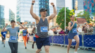 Athletes participating in a city marathon.