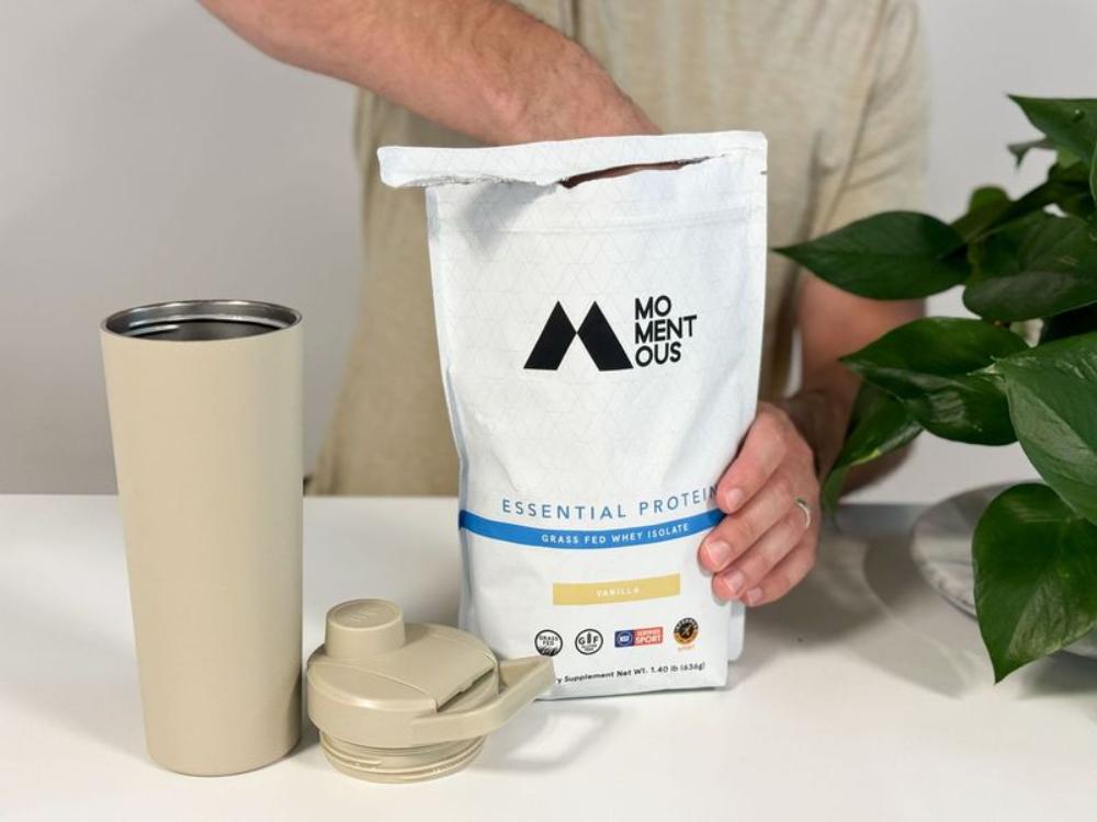 BarBend tester trying out Momentous whey isolate protein powder